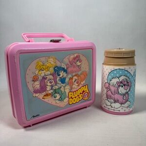 Vintage Fluppy Dogs 1986 Pink Lunch Box & Thermos Plastic By Aladdin